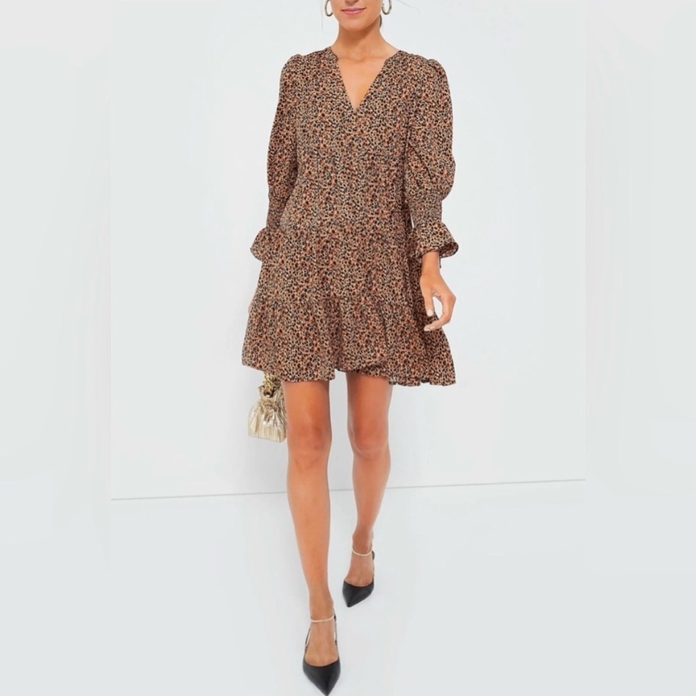 Tuckernuck Pomander Place Sz XS  "Kenzo" Tiered Mini Dress Animal Print NWOT